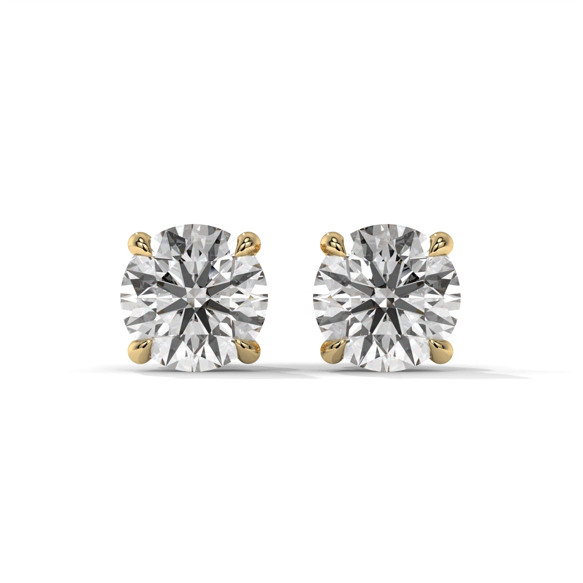 14K Yellow Gold Solitaire Diamond Stud