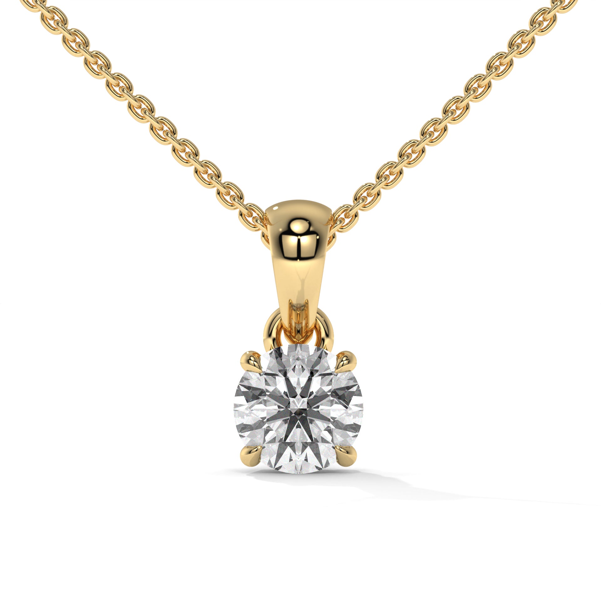 14K Yellow Gold Solitaire Diamond Pendant