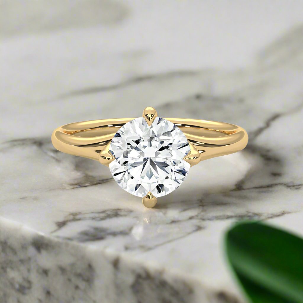14K Gold Solitaire 2.00+ carats Lab Grown Diamond Ring