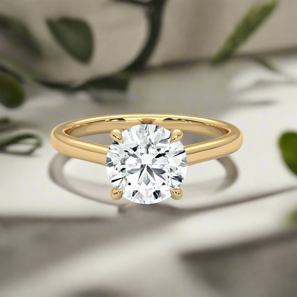 14K Gold Solitaire 2.00+ Carats Lab Grown Diamond Ring