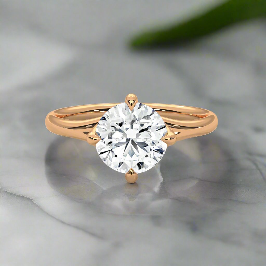 14K Gold Solitaire 2.00+ carats Lab Grown Diamond Ring