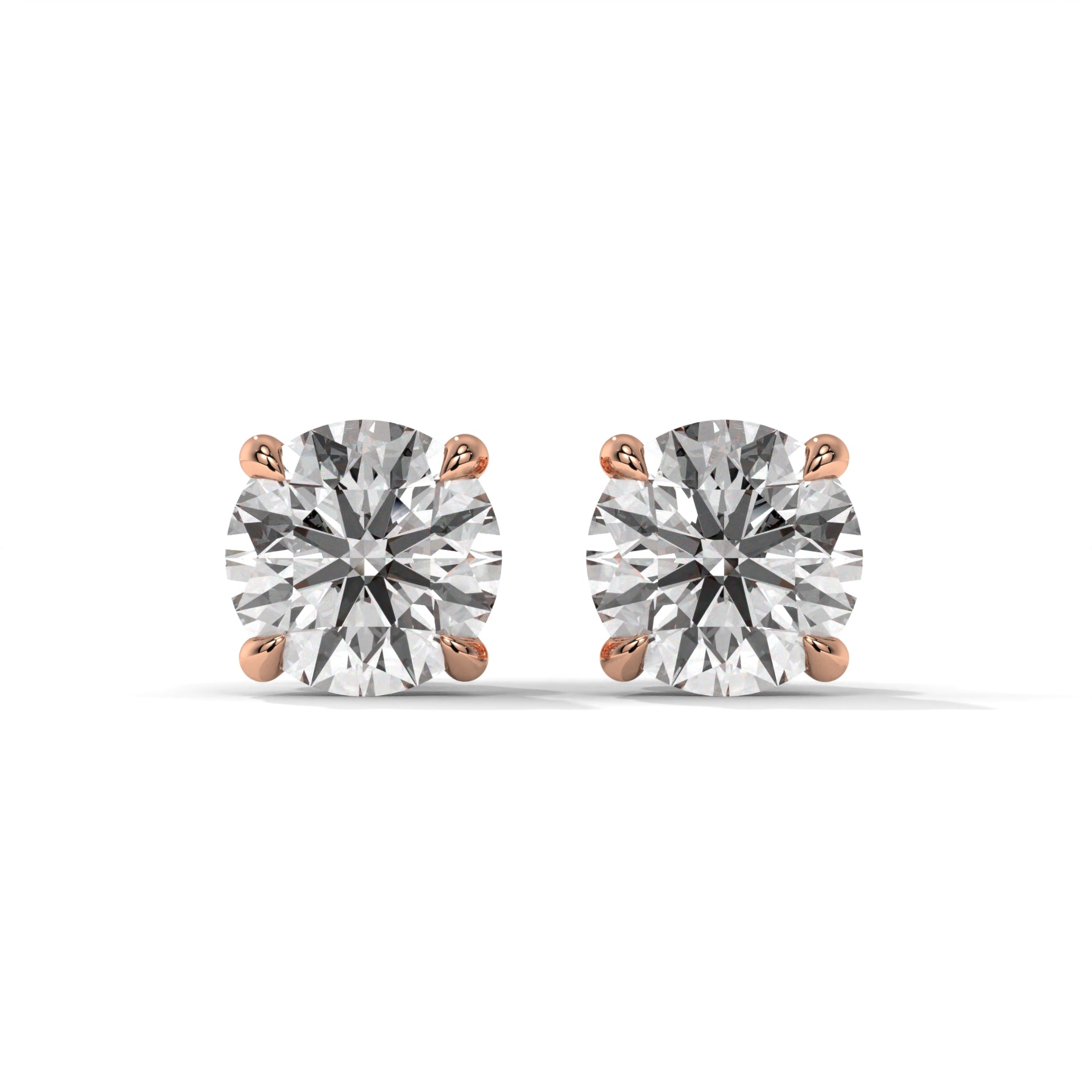 14K Rose Gold Solitaire Diamond Stud