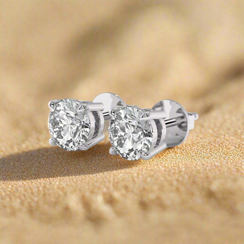 14K White Gold Solitaire Diamond Stud