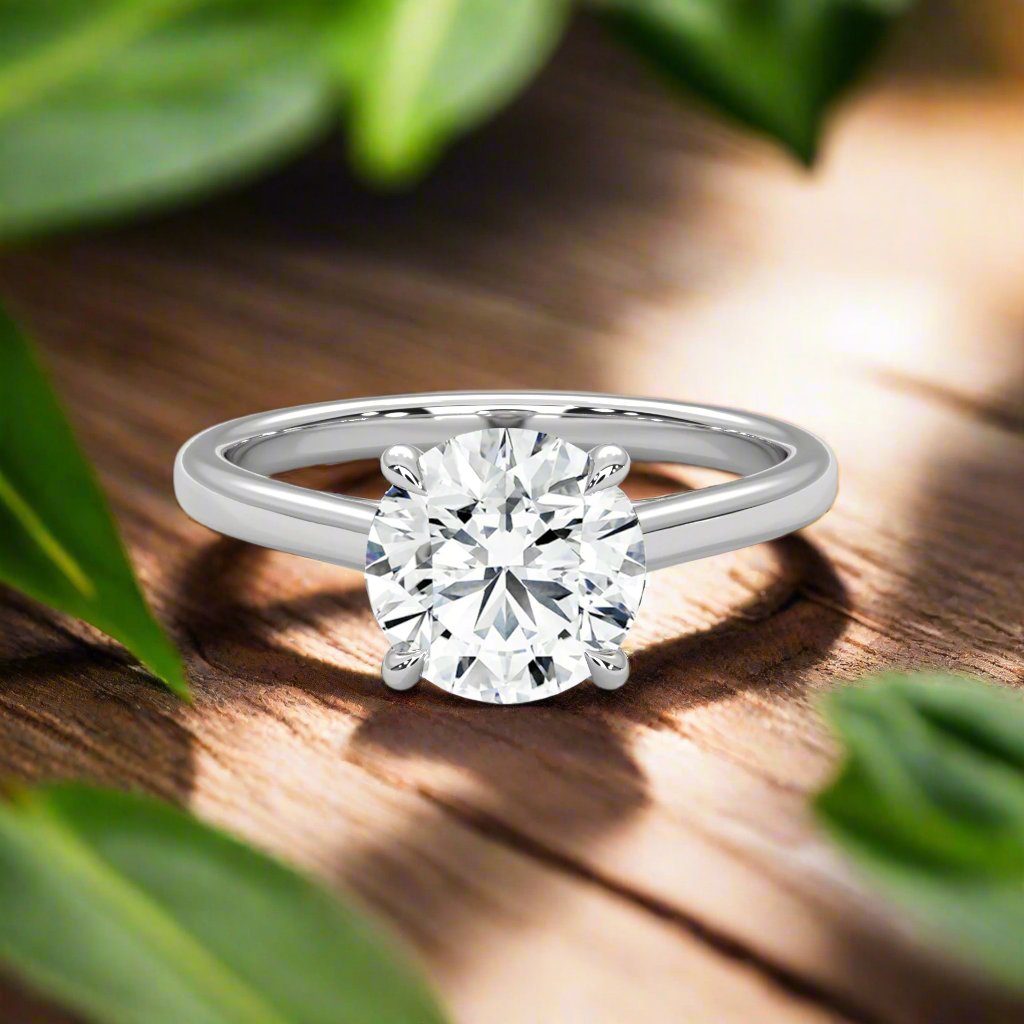 14K Gold Solitaire 2.00+ Carats Lab Grown Diamond Ring