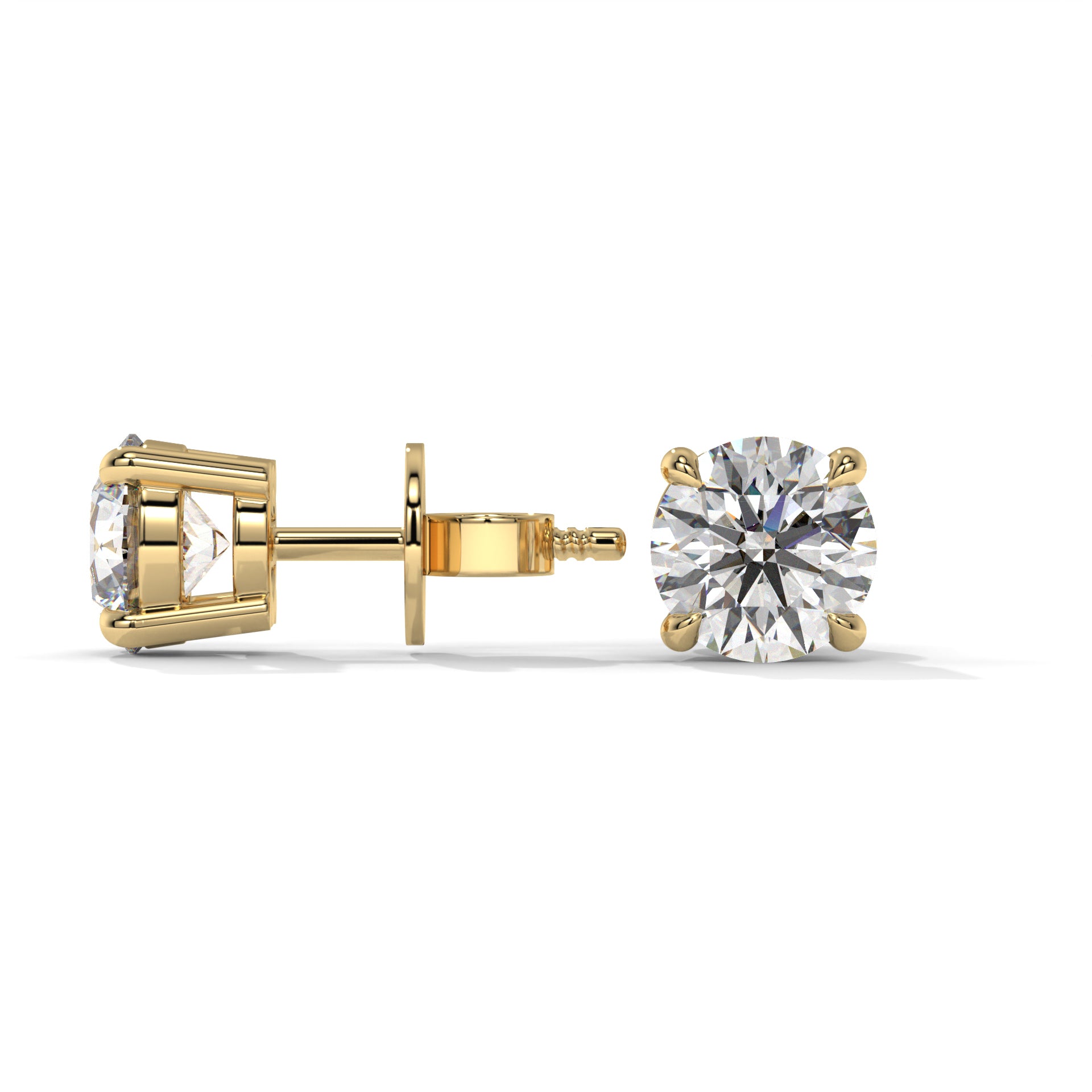14K Yellow Gold Solitaire Diamond Stud