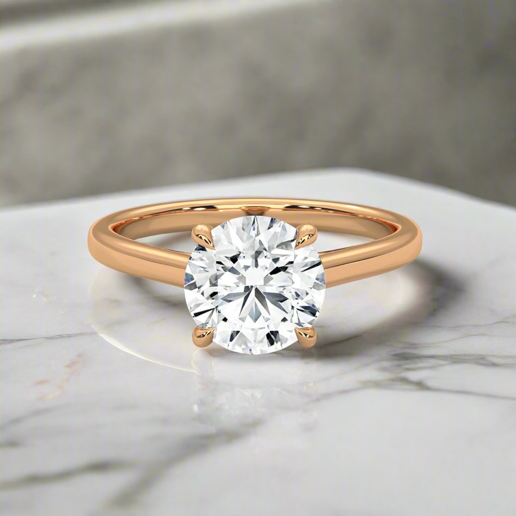 14K Gold Solitaire 2.00+ Carats Lab Grown Diamond Ring