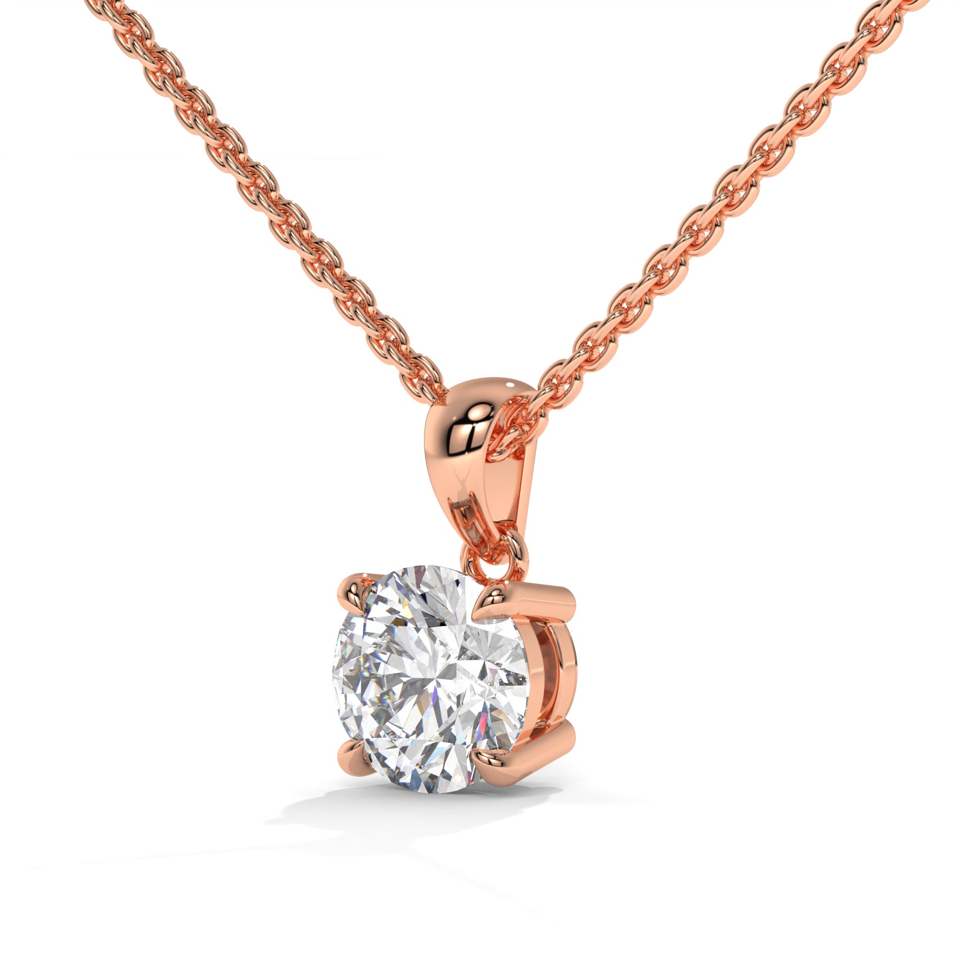 14K Rose Gold Solitaire 0.40 carats Lab Grown Diamond Pendant