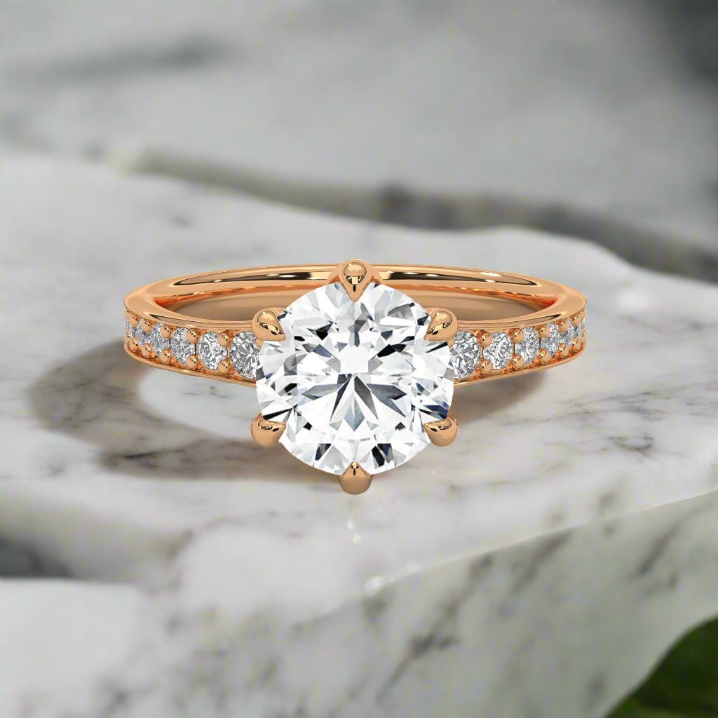 14K Gold Solitaire 2.00+ carats Lab Grown Diamond Ring