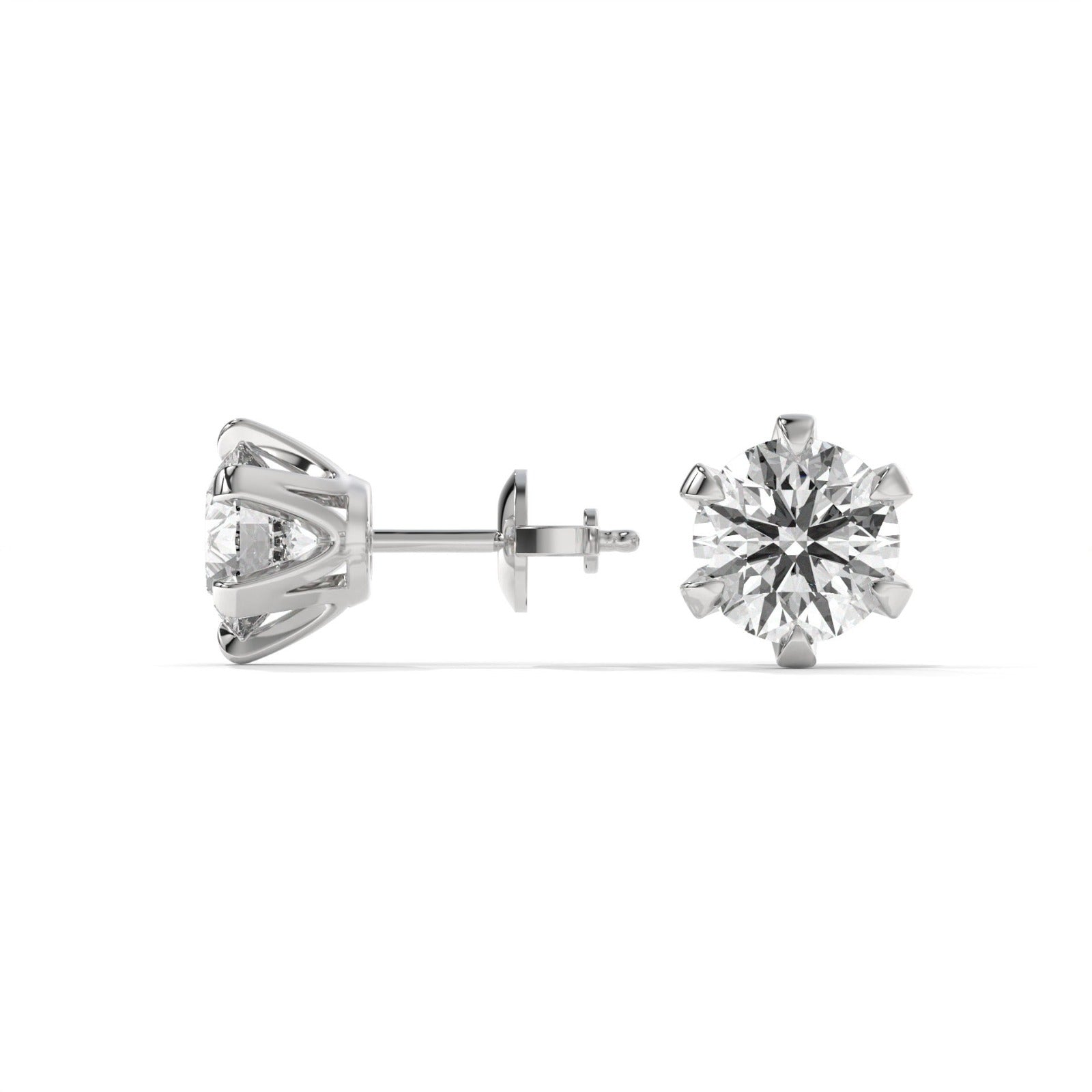 14K White Gold Solitaire Diamond Stud