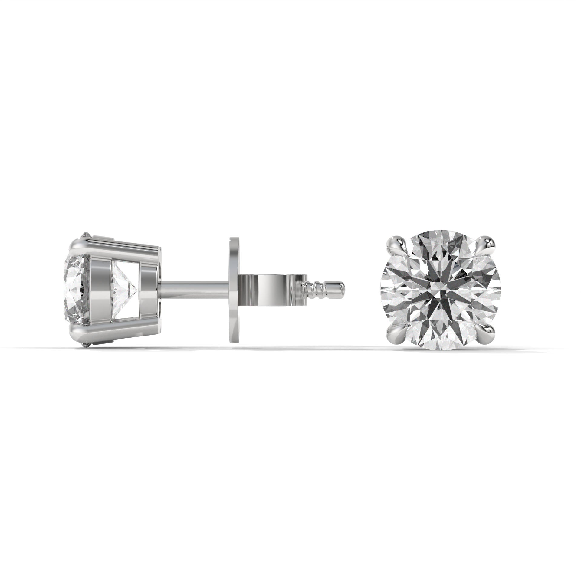 14K White Gold Solitaire Diamond Stud