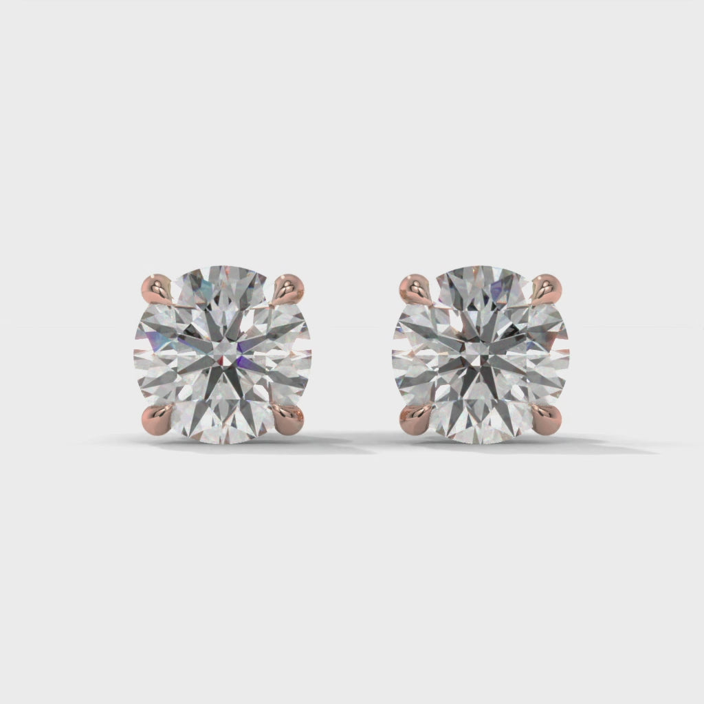 14K Rose Gold Solitaire Diamond Stud