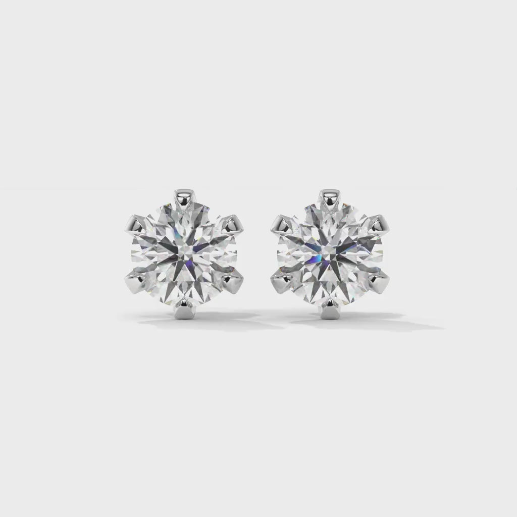 14K White Gold Solitaire Diamond Stud
