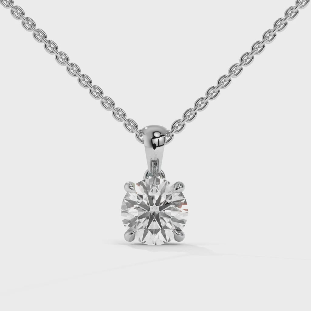 14K White Gold Solitaire Diamond Pendant