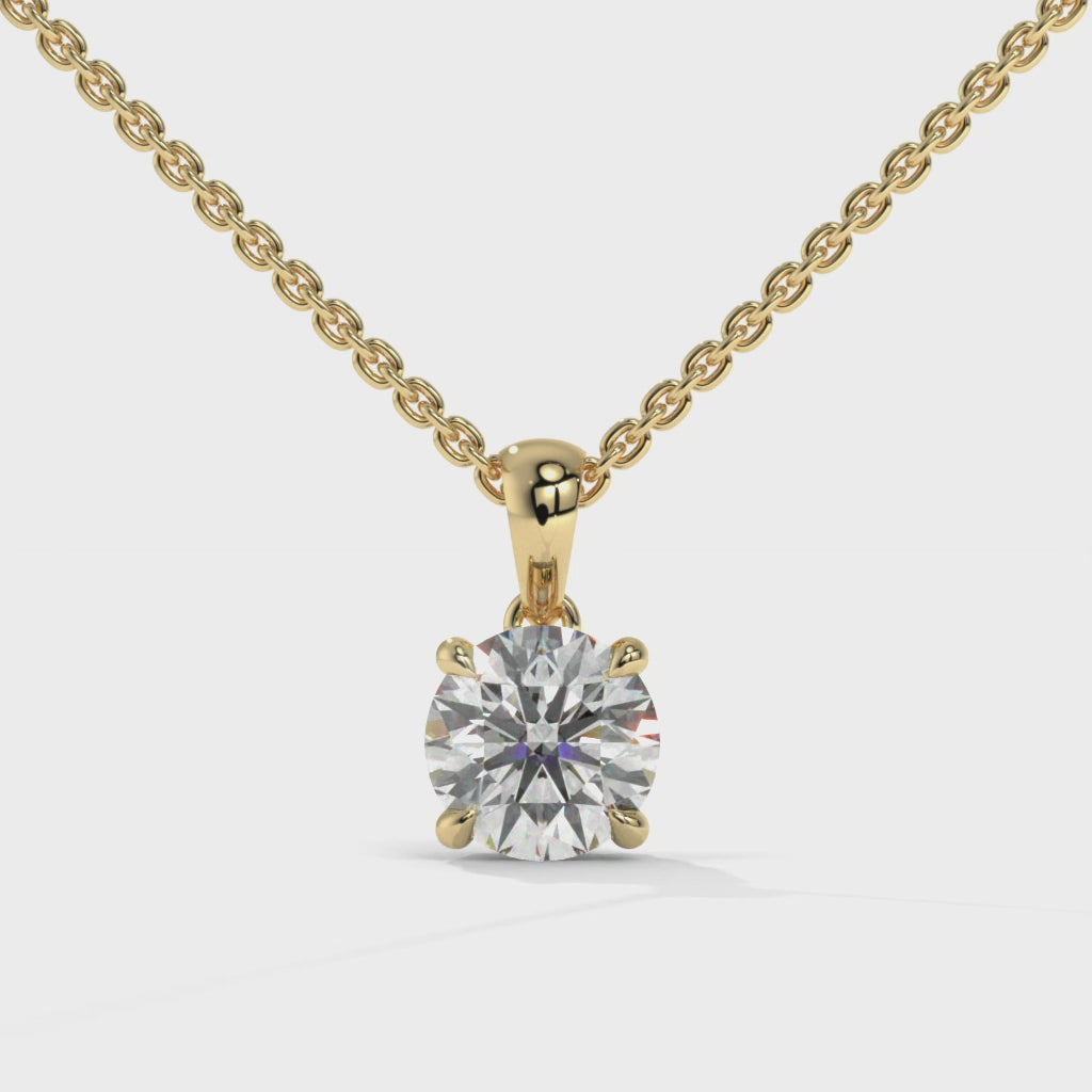 14K Yellow Gold Solitaire Diamond Pendant