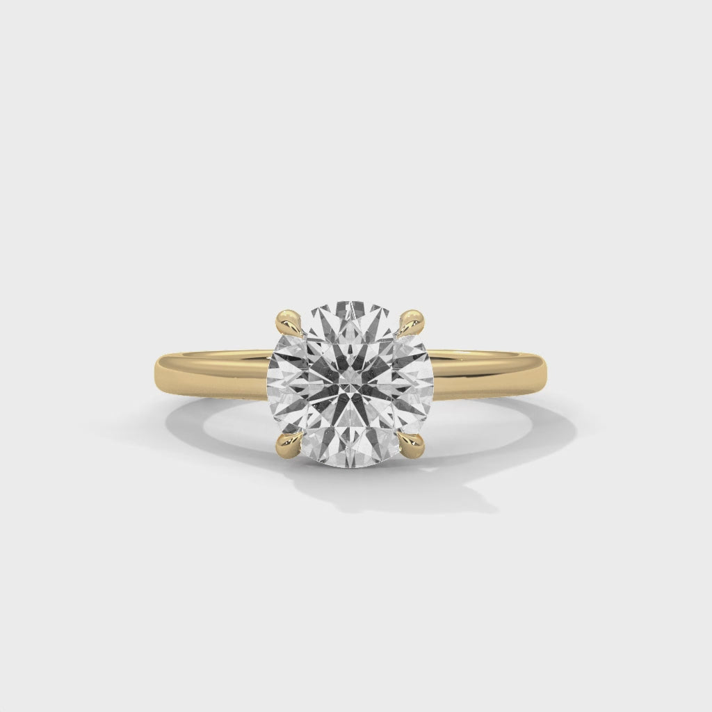14K Gold Solitaire 2.00+ Carats Lab Grown Diamond Ring
