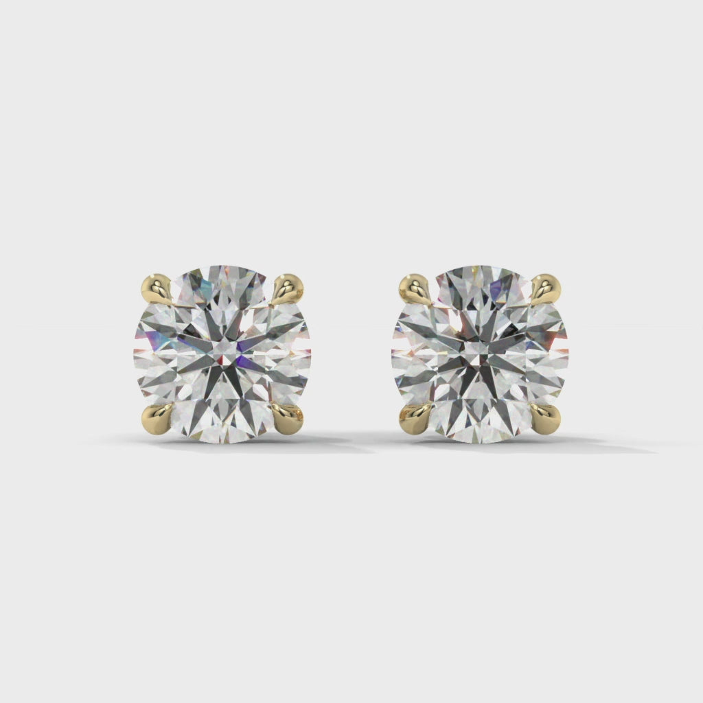 14K Yellow Gold Solitaire Diamond Stud