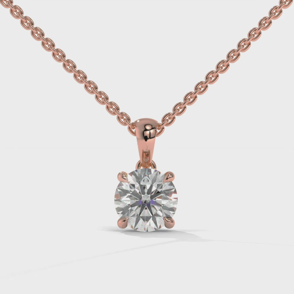 14K Rose Gold Solitaire 0.40 carats Lab Grown Diamond Pendant